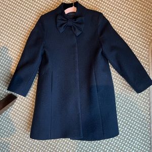 Girls Oscar de la Renta Wool Coat Navy 4T